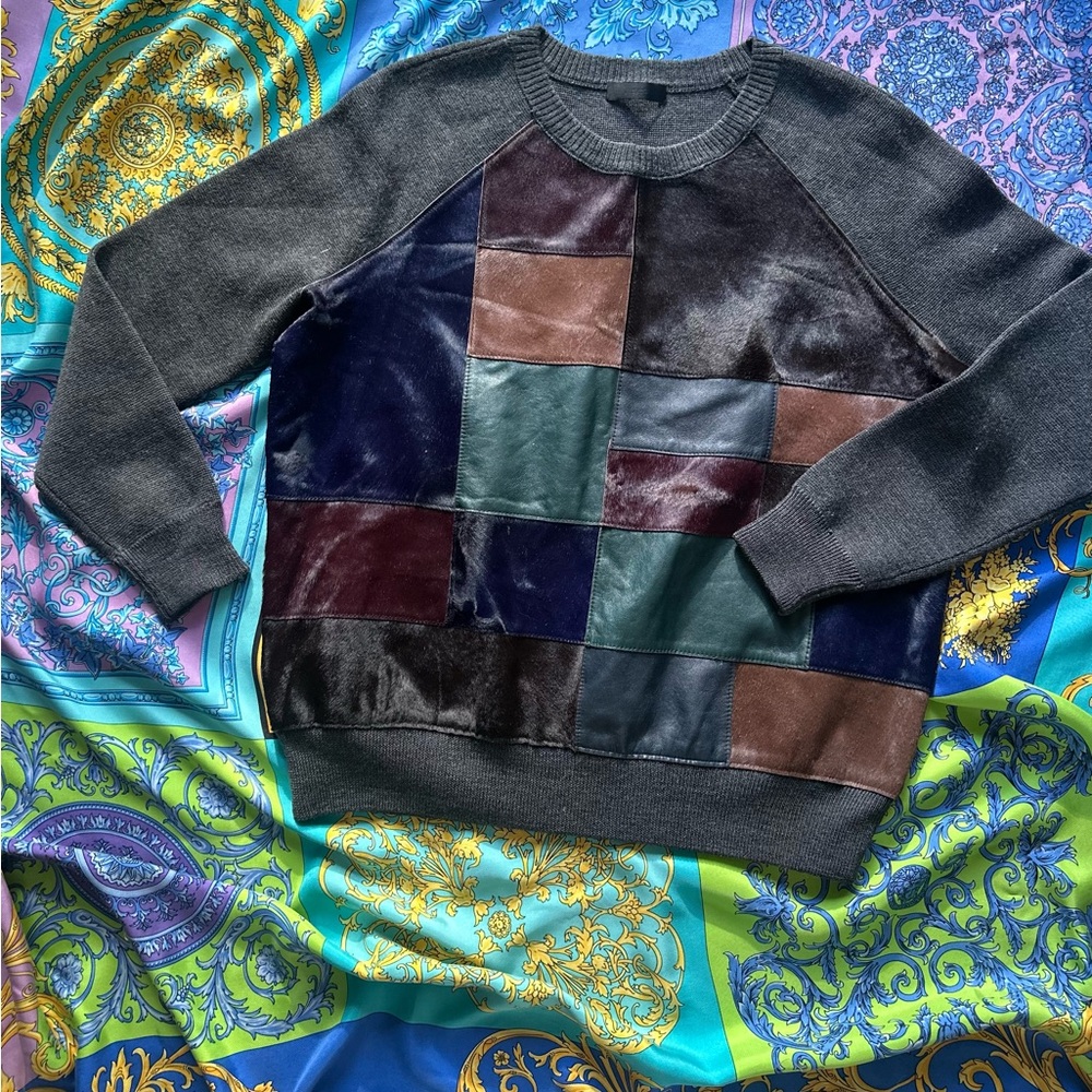 J Crew sweater with leather panel, Size S